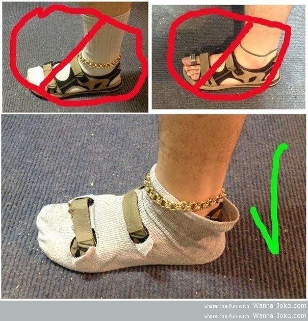 Image result for funny joke man wearing socks & sandals