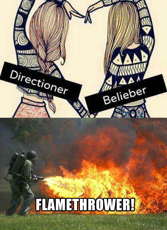 funny-picture-One-Direction-Bieber-fans-flamethrower