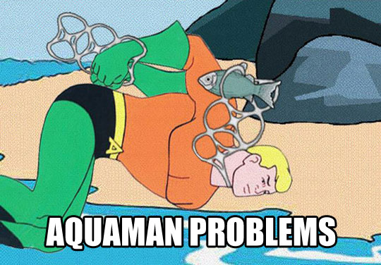 funny-picture-Aquaman-shore-trapped-fish-pollution