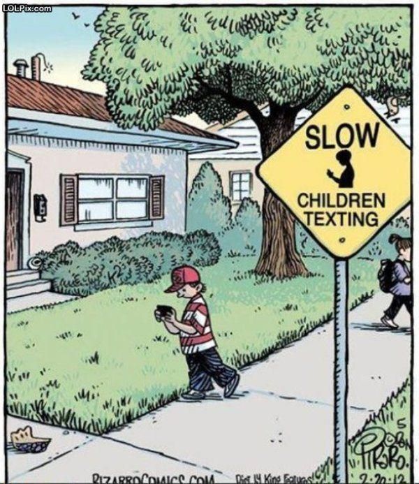 traffic-sign-slow-children-texting-humor