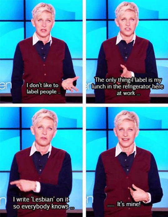 Ellen DeGeneres bing herself