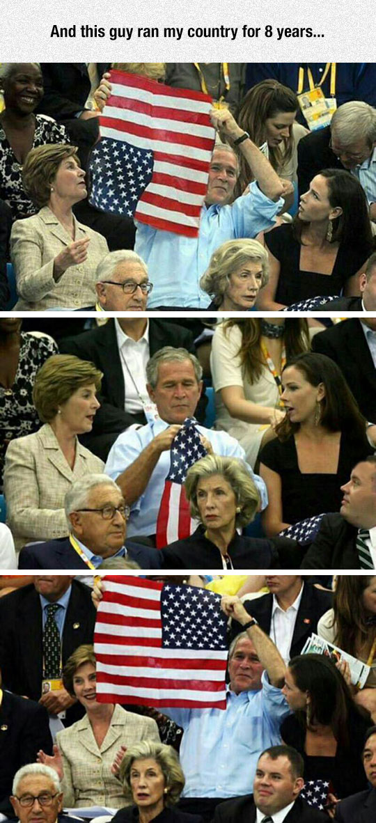 funny-Bush-holding-flag-upside-down